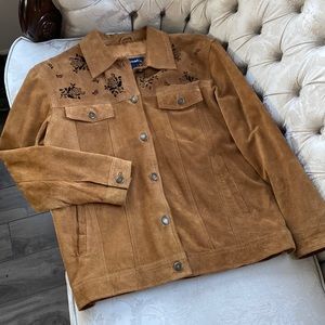 Denim & Co Vintage Brown Leather Jacket